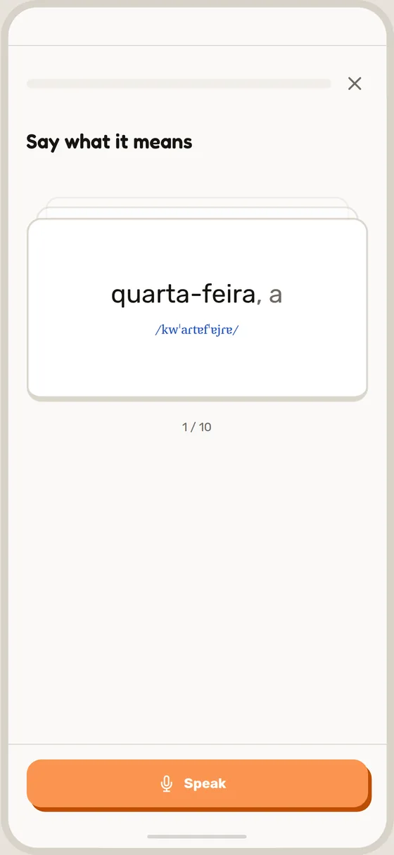 A flashcard in voice mode