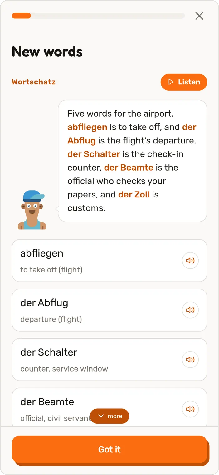 Catch the announcement in a Speeku German lesson