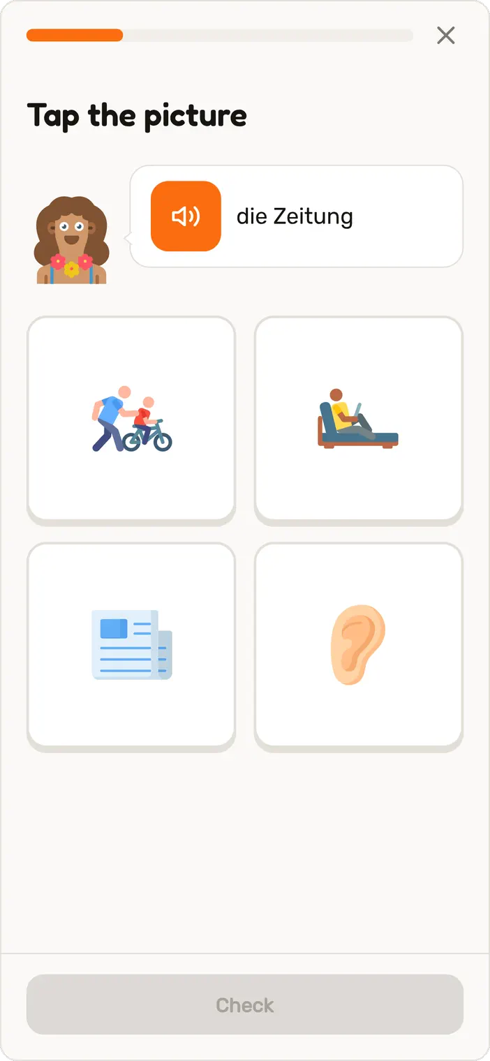 Pick the answer in a Speeku German lesson