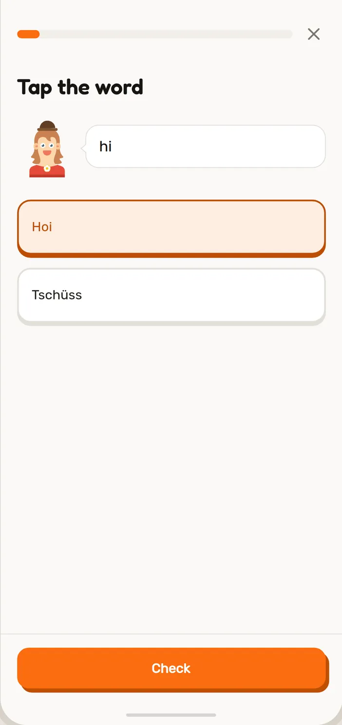 Pick the word in a Speeku Swiss German lesson