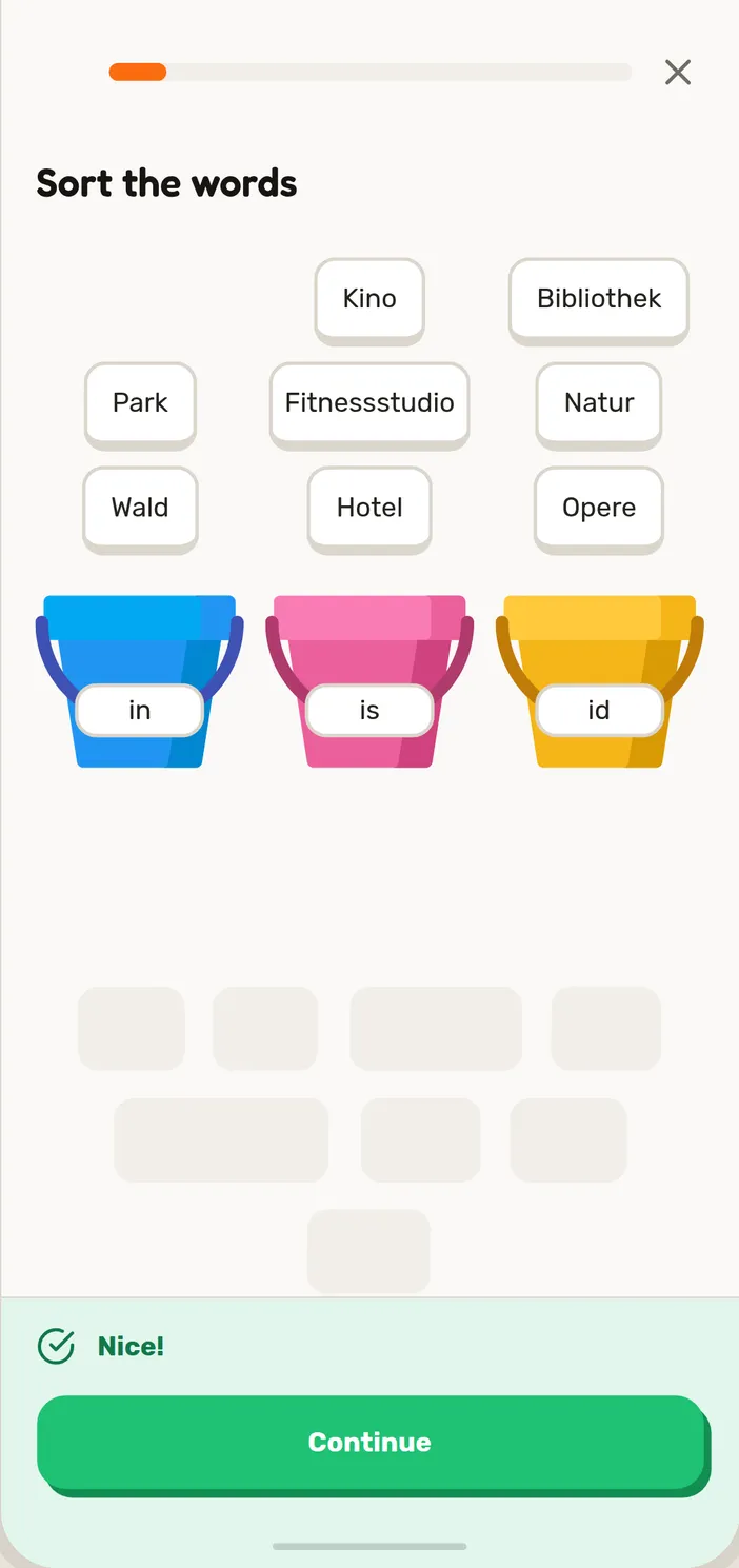 Sort the words in a Speeku Swiss German lesson