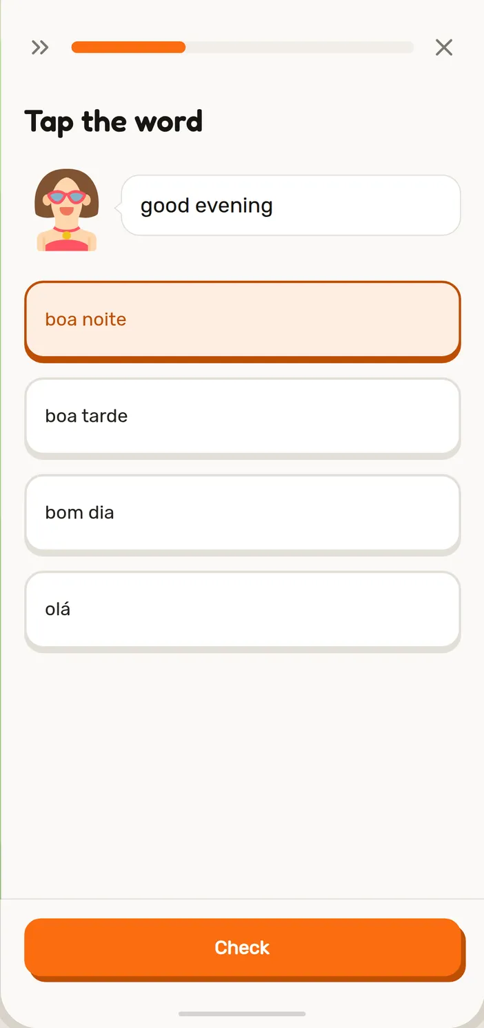 Pick the answer in a Speeku European Portuguese lesson